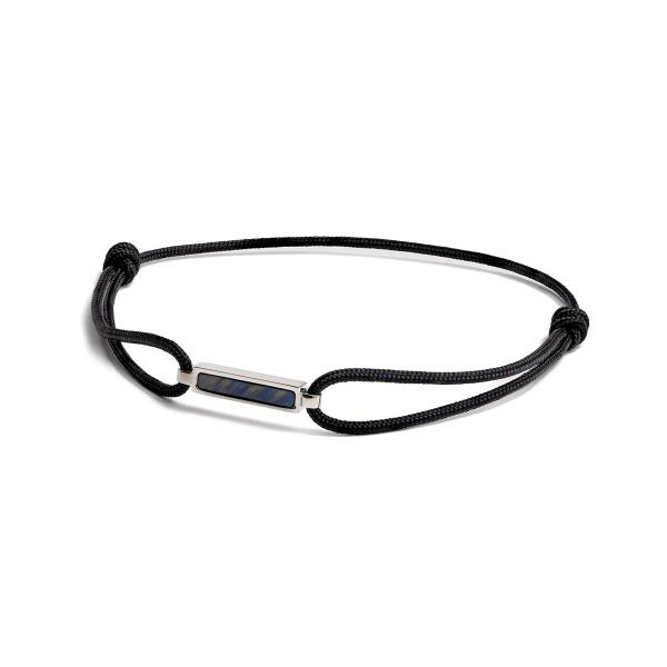 1,5 mm schwarzes Nylonarmband mit Carbonfaser-Finish - Talis Black Silver